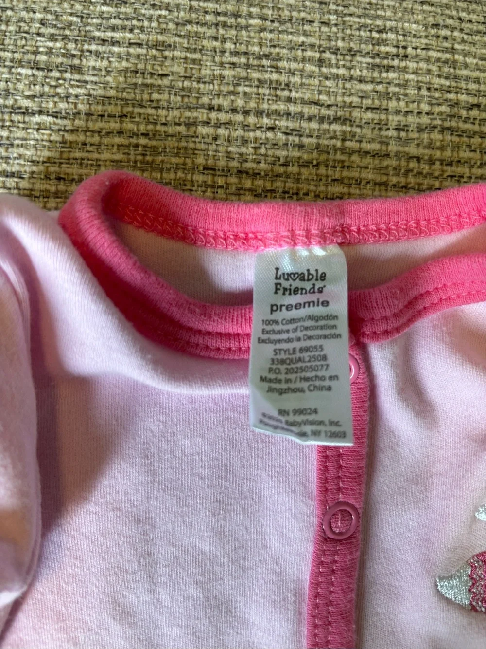Luvable Friends Pink Snap-Front Footed One-Pieces - Set of 2